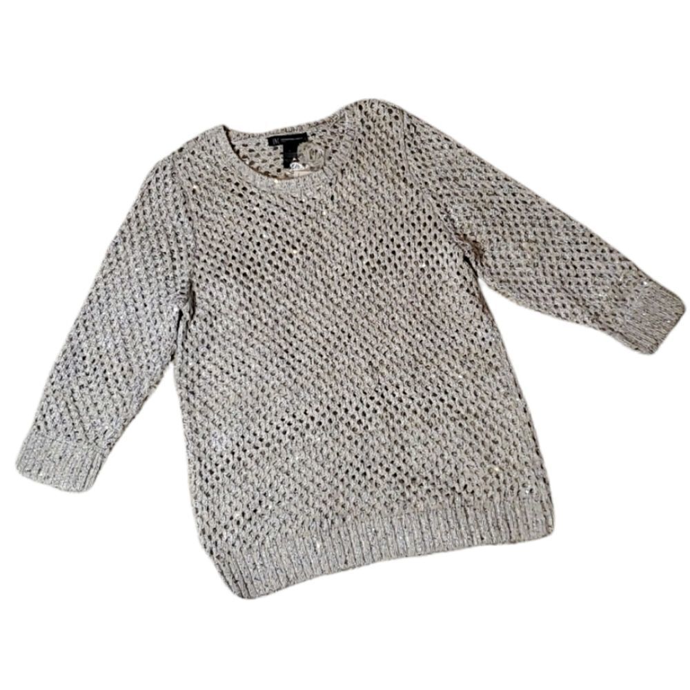 INC Sequin 3/4 Sleeve Sweater